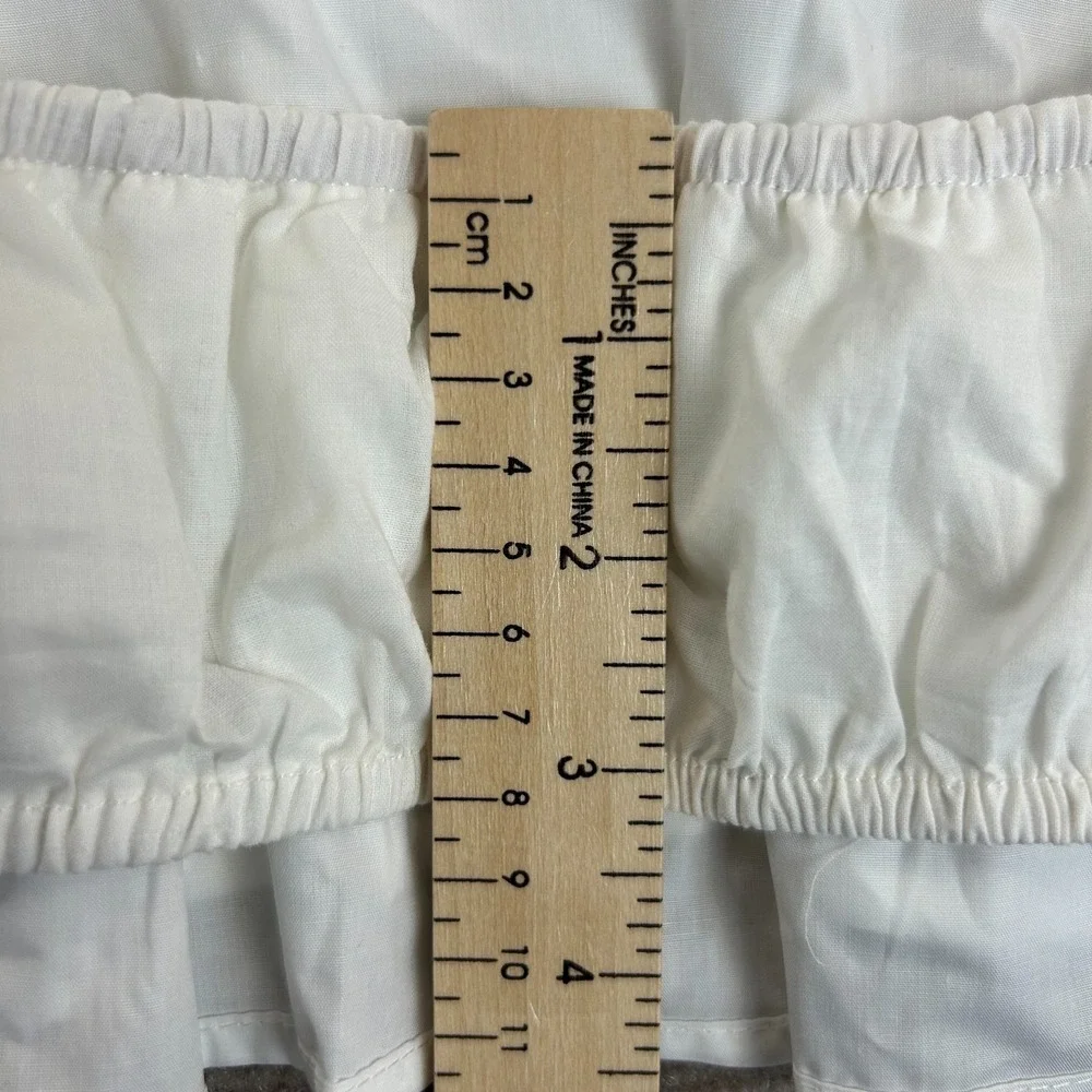 Commense Shirred Waist Split Thigh Skirt Set Womens XS White Stretch Relaxed Fit